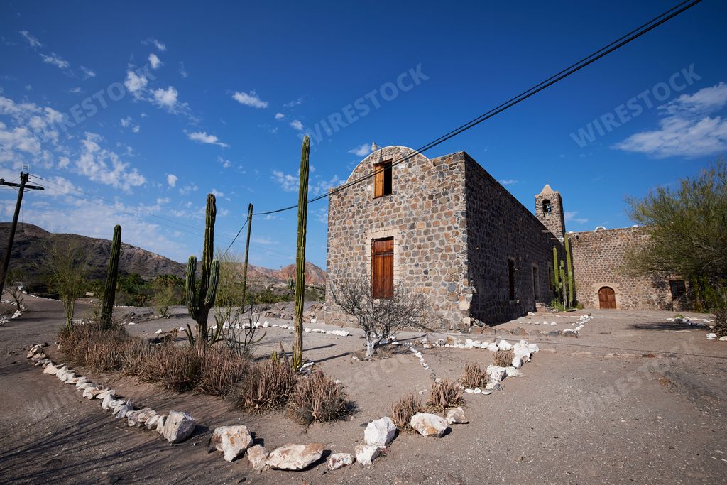 An old church Mission de Santa Rosalia de Mulege in Mulege, Baja California Sur, Mexico