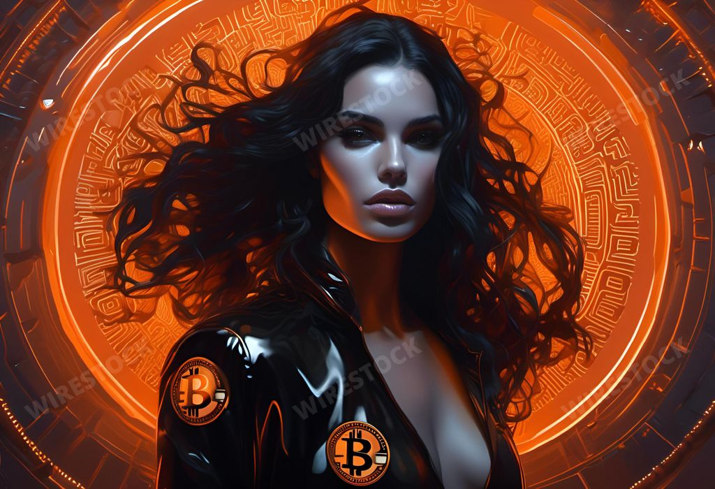 An AI generated illustration of A confident female stands in the darkness, her arm and chest illuminated by a bright light