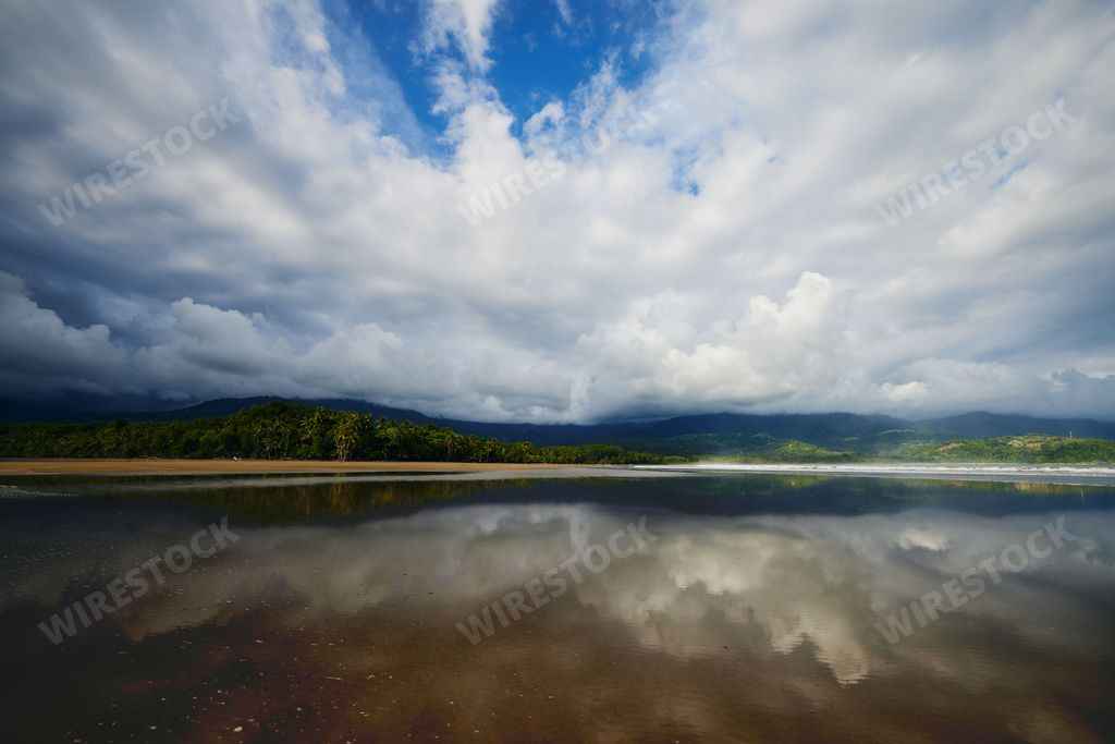 The pacific ocean view in Uvita Costa Rica National park on a cloudy day