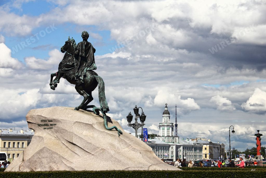The famous bronze horseman statue in Sankt Petersburg city in Russia