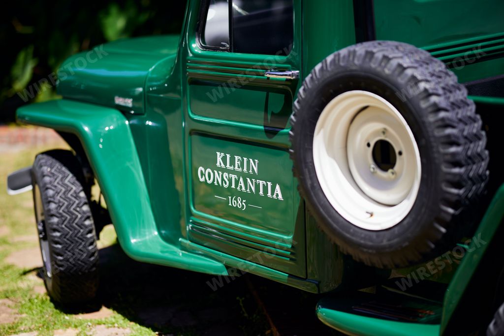 The Wine Estate Klein Constantia historic green truck at Constantia, Cape Town, South Africa
