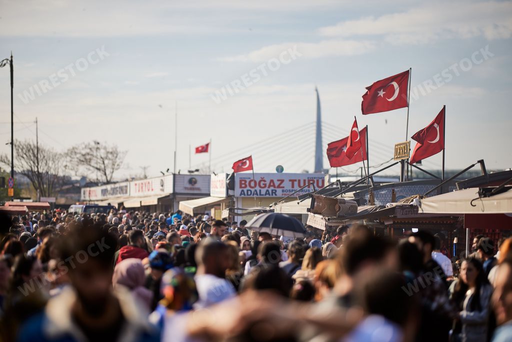 The crowded streets of Istanbul in Turkey