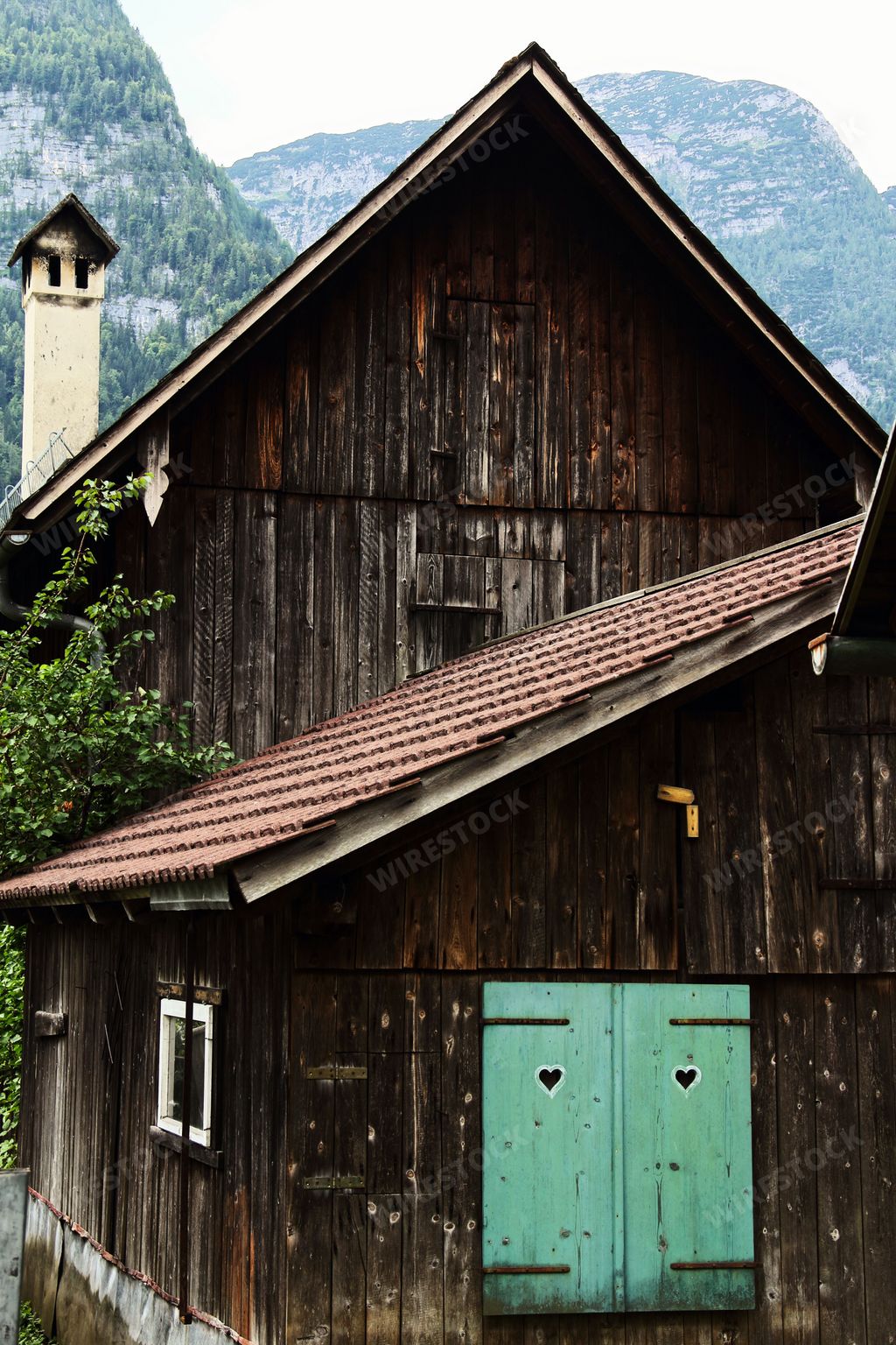 Traditional cozy architecture in the Austrian Alps at Hallstatt