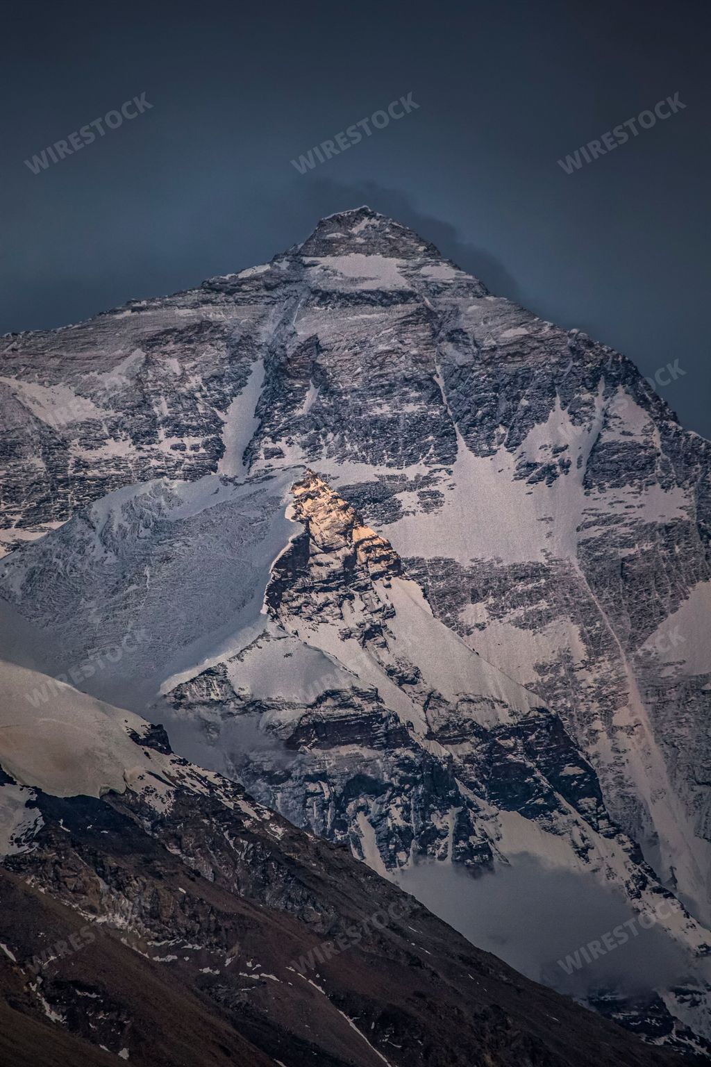 A vertical shot of the Mount Everest in Xigaze Everest National Park, Tibet, China.