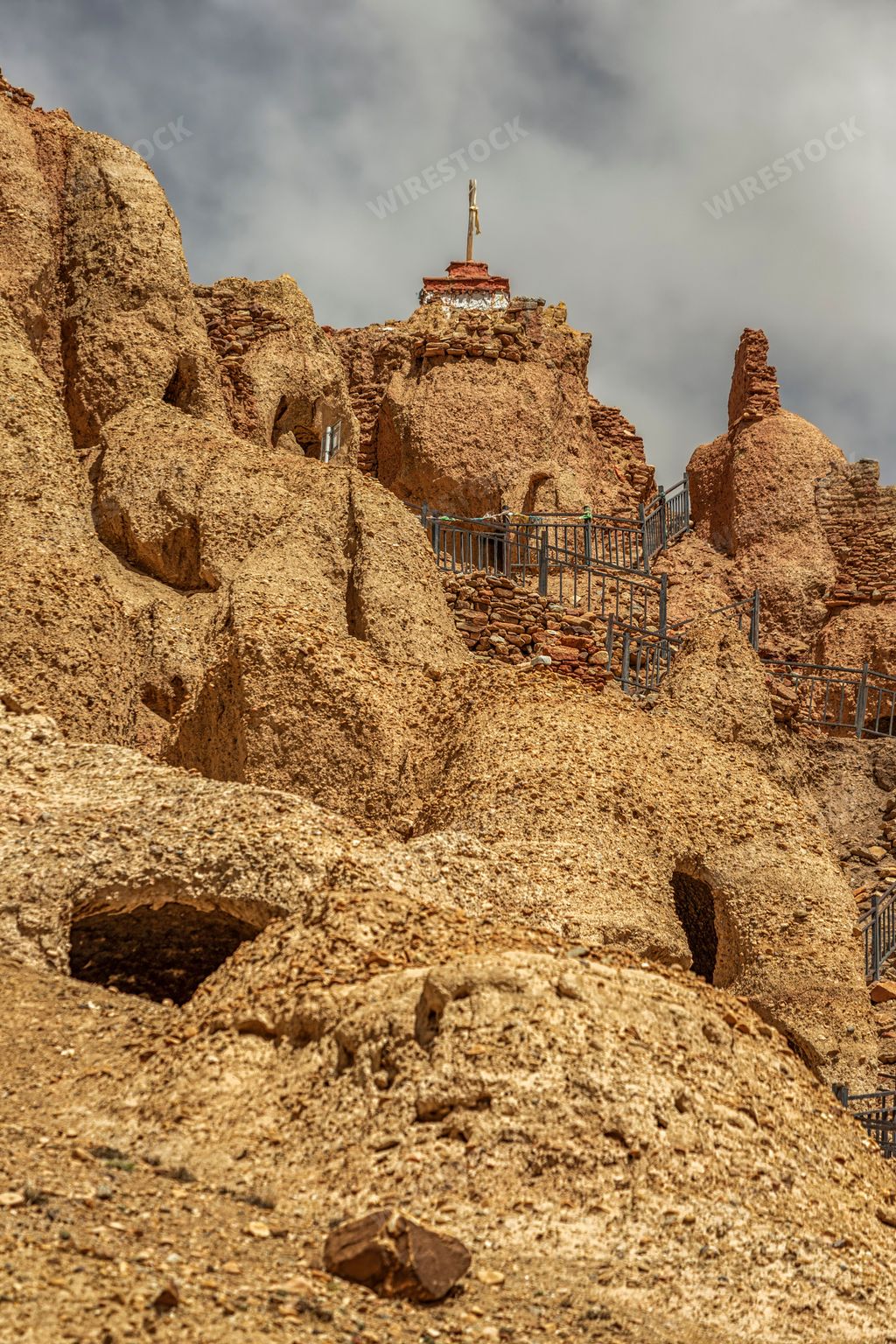 A vertical shot of the ruins of the Silver Palace in Garuda valley Tibet, China.