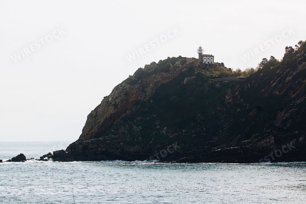 The view of Faro de Getaria. Lighthouse in Getaria, Gipuzkoa, Spain.
