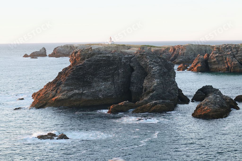 The famous places of the island Belle Ile en Mer, Needles of Port-Coton and the cliffs
