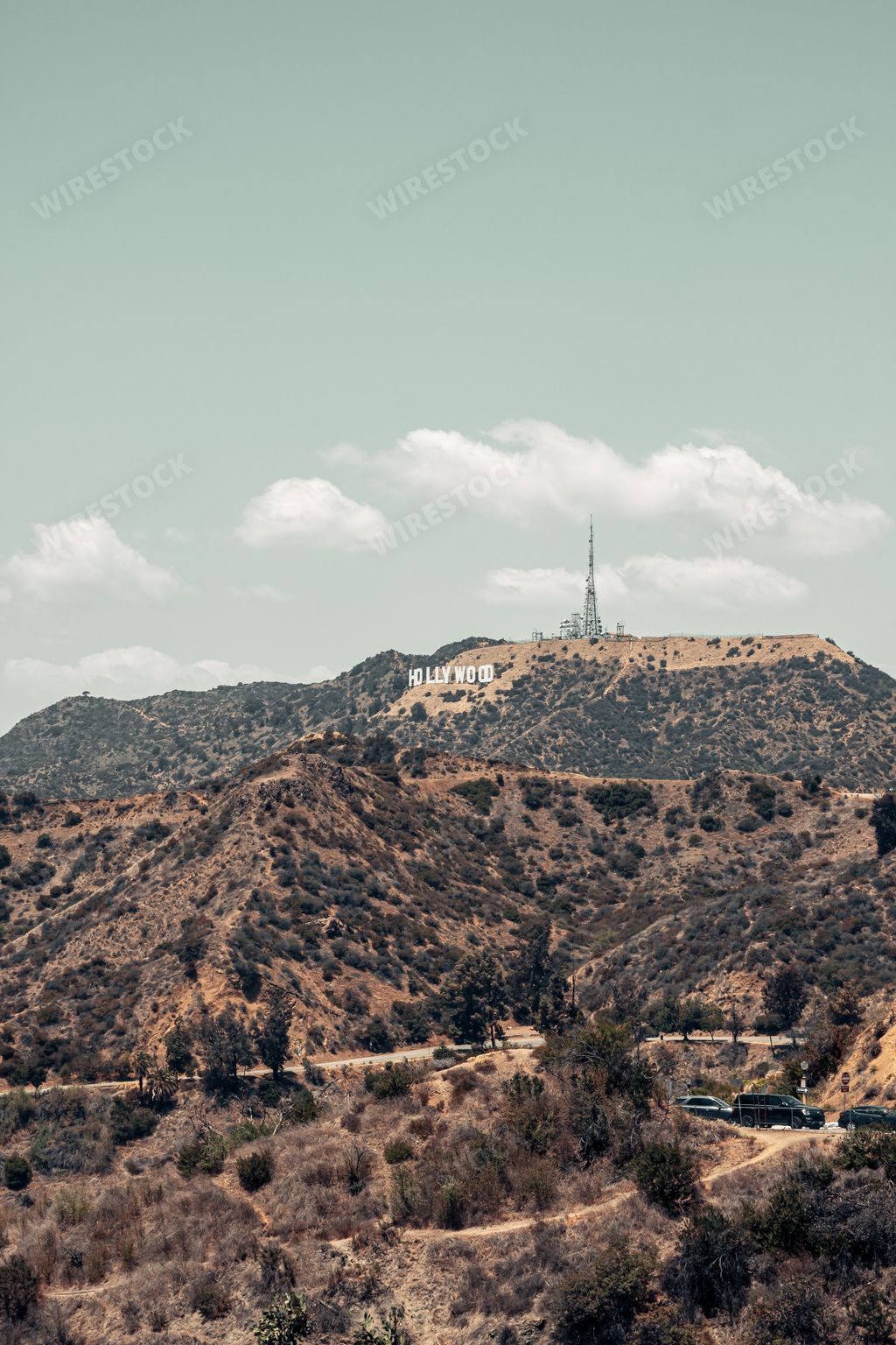 A vertical shot of Hollywood from the Griffith Observatory in Los Angeles, California, USA