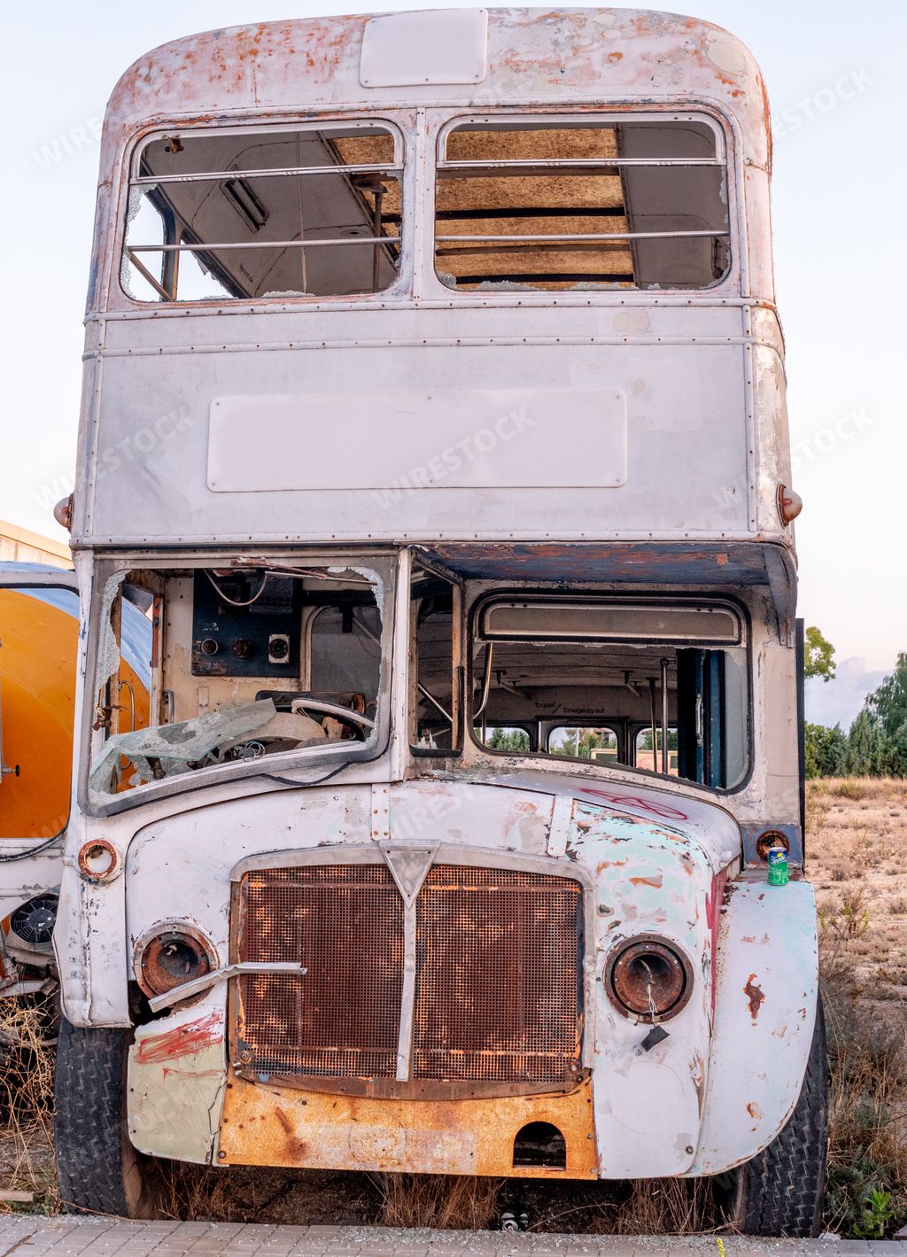 Old abandoned empty retro bus Stock photo | Wirestock
