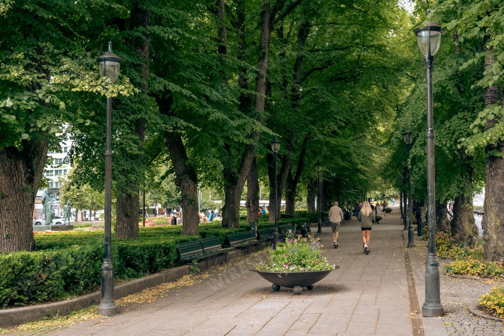 A sidewalk of Karl Johan Street in Oslo, Norway.