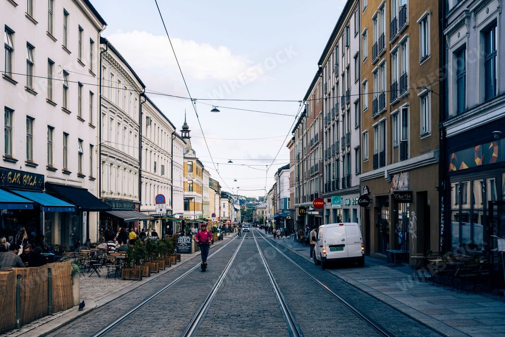 A beautiful view of a street in Oslo, Norway in summer.