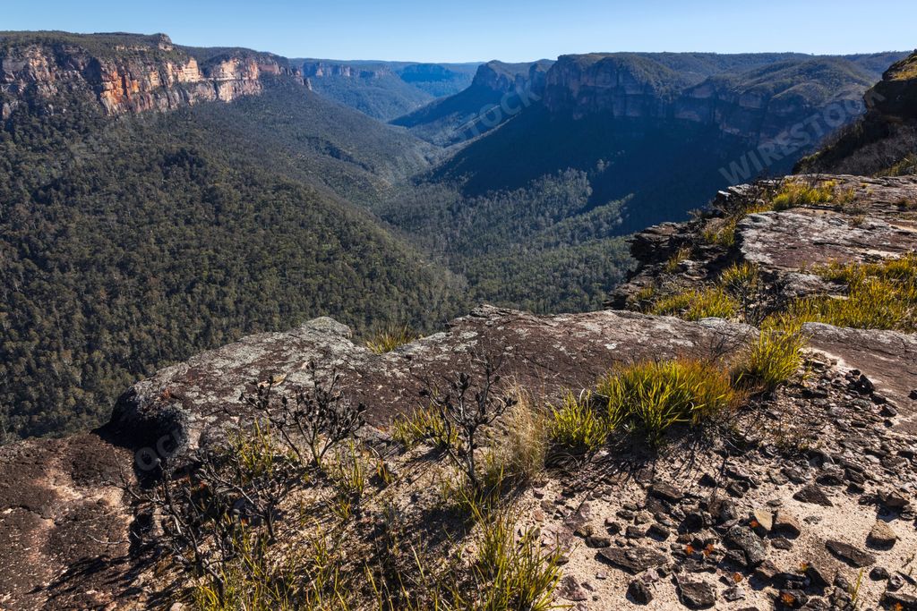 An aerial view of Grose Valley near the Blue Mountains in NSW, Australia