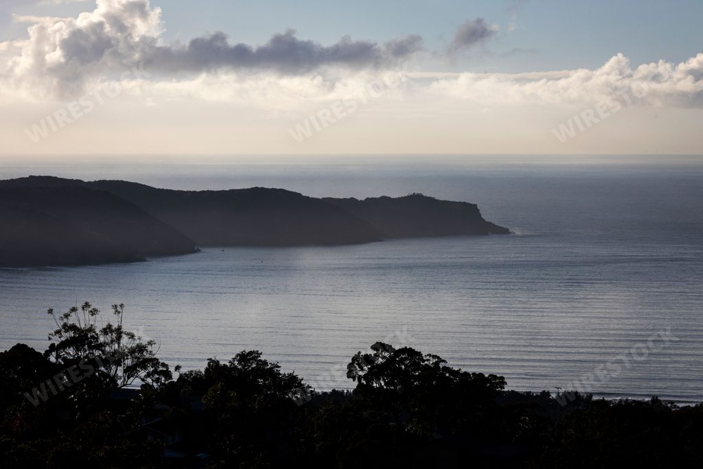 Foggy and misty outlook over Umina Beach and Ettalong and Woy Woy on NSW Central Coast in Australia