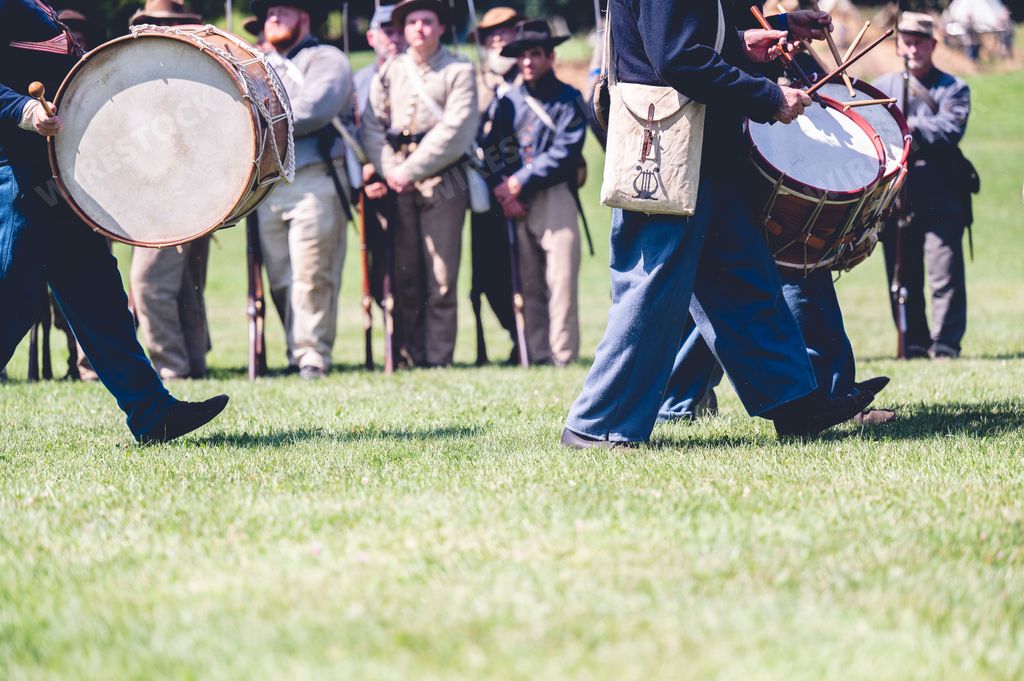 The musicians from the musical team performance in the Civil war reenactment in Jackson city, Michigan, USA