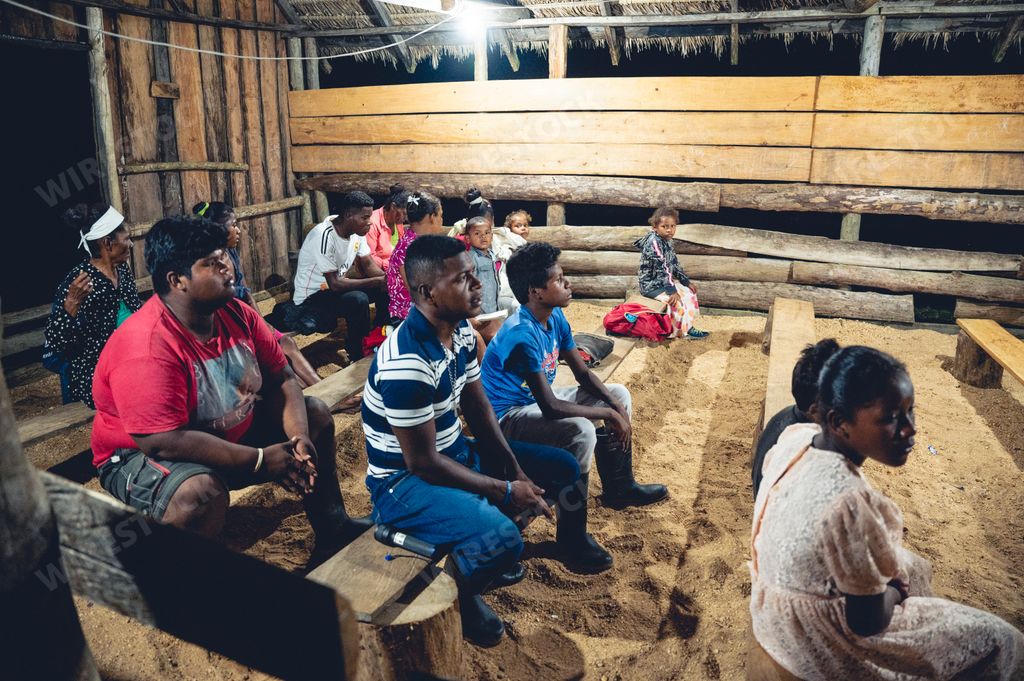 A religious church service in a small village in Honduras