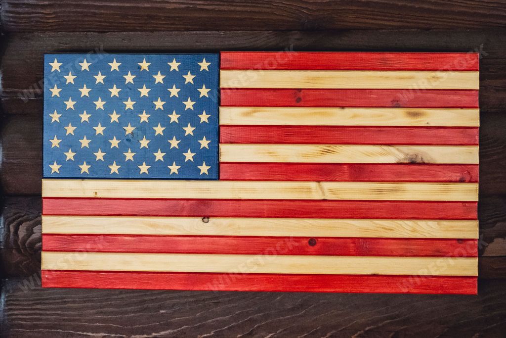 A closeup shot of wooden American flag