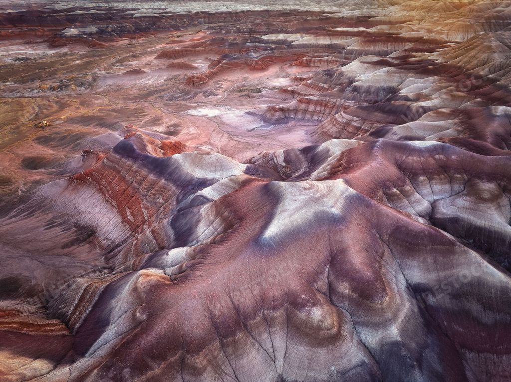 An aerial view of Utah Badlands in USA