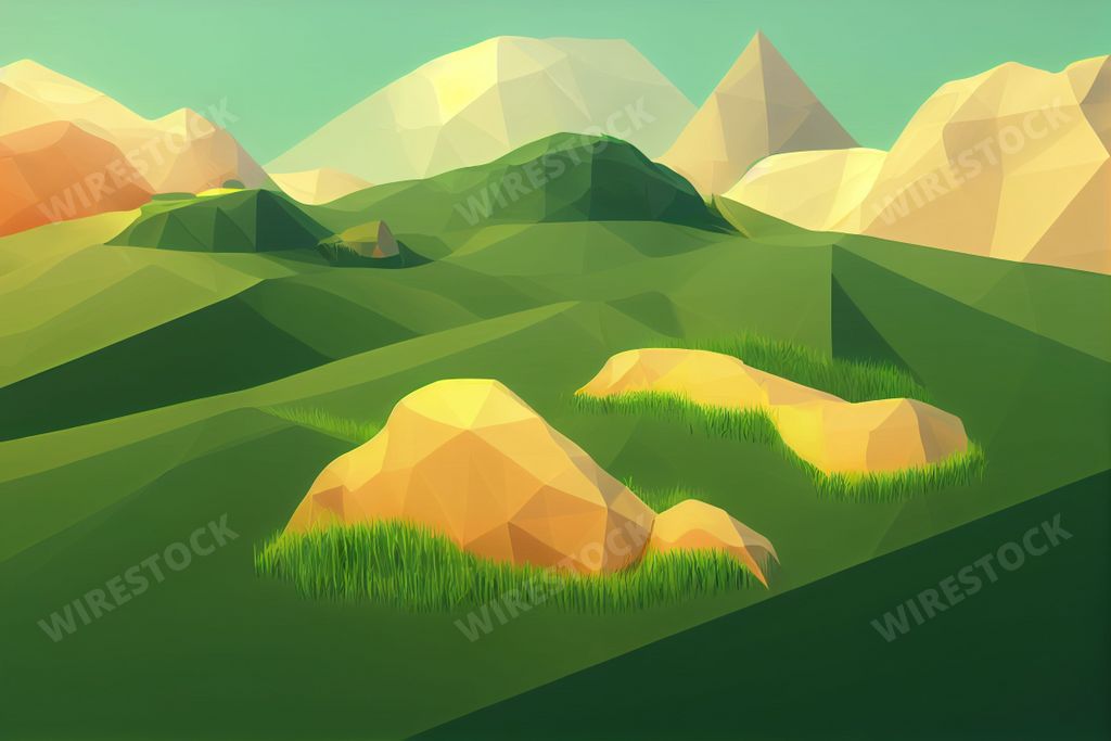 A 3d of a low poly landscape wallpaper