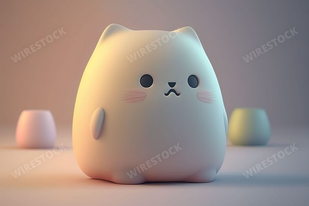 An AI generated illustration of an cute fluffy cat with a worried face