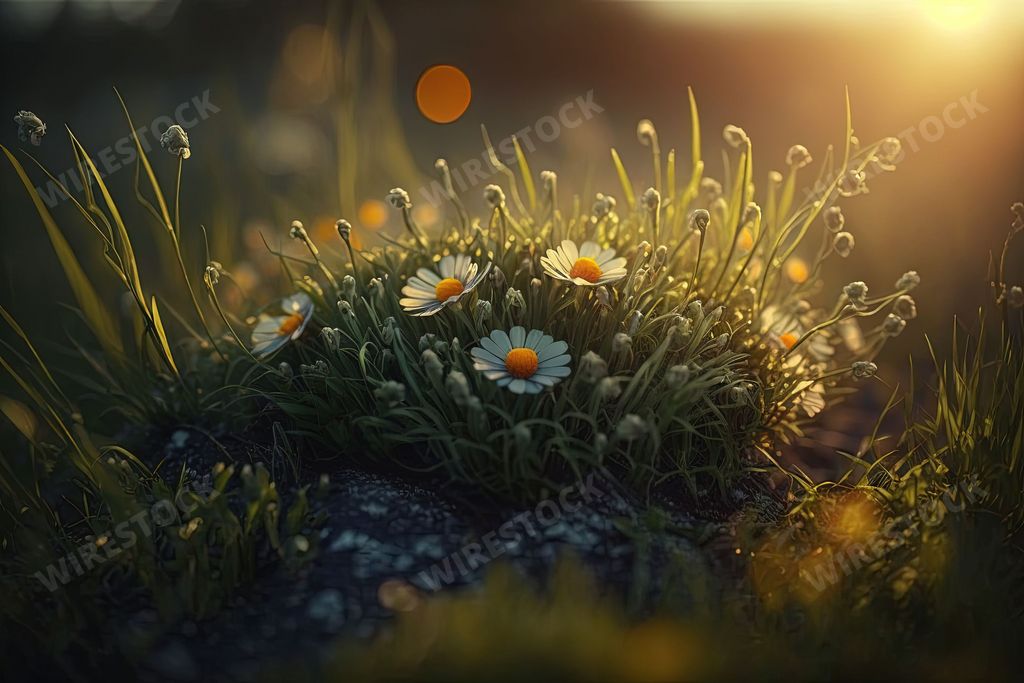 An AI generated illustration of colorful flowers in a tranquil field