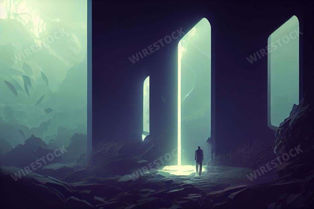 An alien landscape, future scape abstract science fiction of a different planet