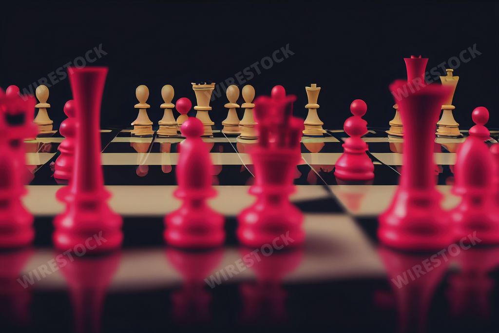 An AI-generated realistic illustration of chess pieces