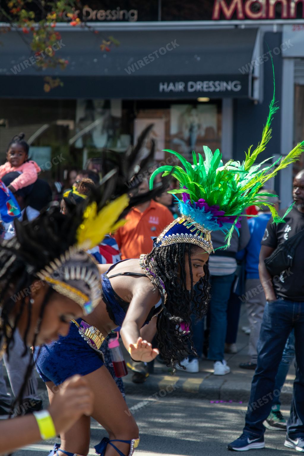 The disguised people at the Hackney Carnival in London, UK