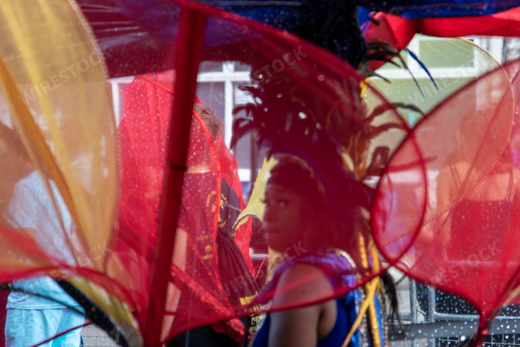 The disguised people at the Hackney Carnival in London, UK