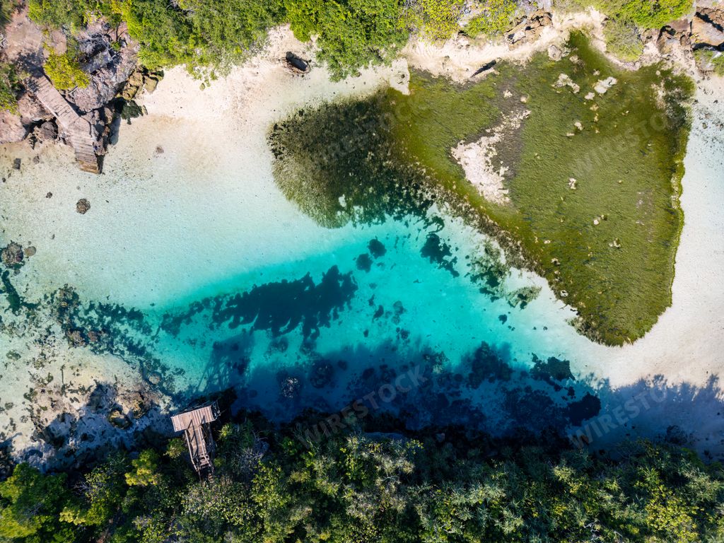 An aerial view of Waikuri Lagoon, Sumba Island, Indonesia