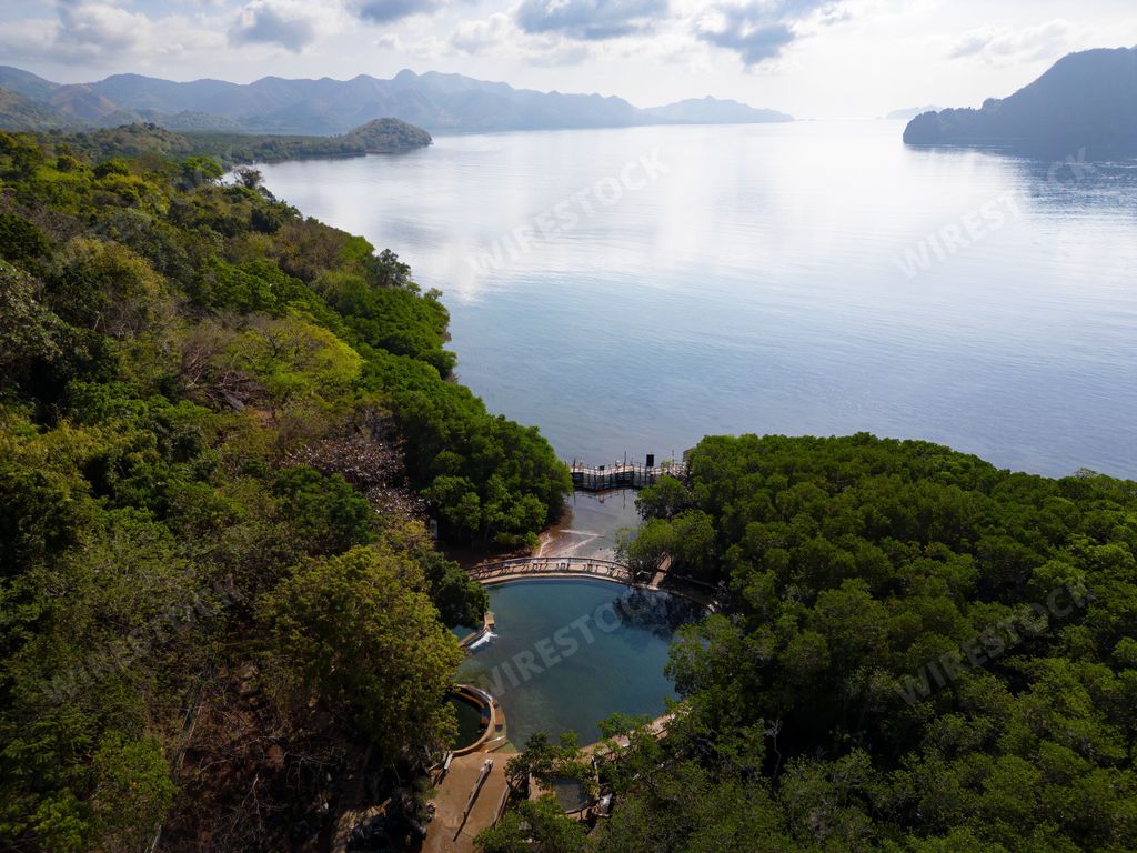 An aerial view of a Maquinit Hot Spring, Coron, Philippines