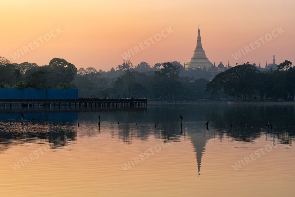A beautiful shot of the Shwedagon Pagoda view from General Aung San Park, Yangon