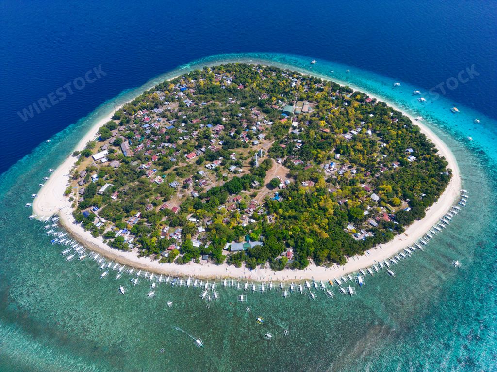 An aerial view of the Balicasag Island in Bohol, Philippines