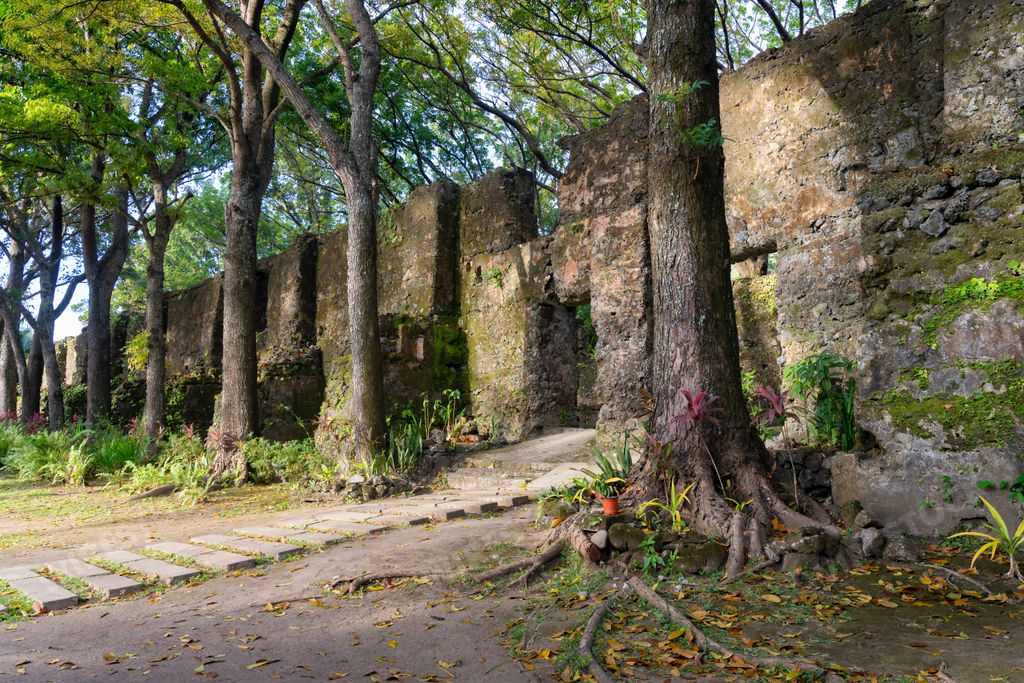 A scenic view of an old Spanish Church Ruins, Camiguin, Philippines