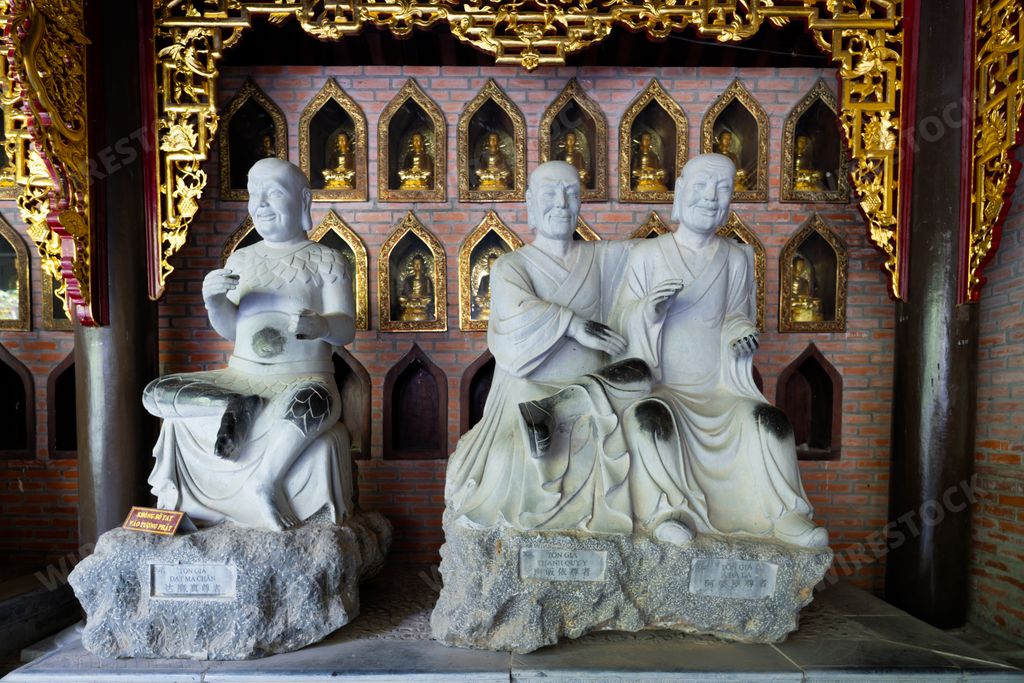 A beautiful landscape of Bai Dinh Pagoda statues in Vietnam.