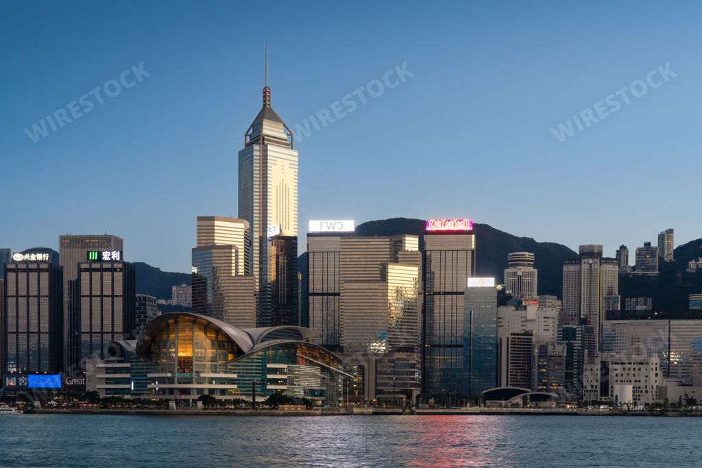 A scenic view of the skyline of Hong Kong.