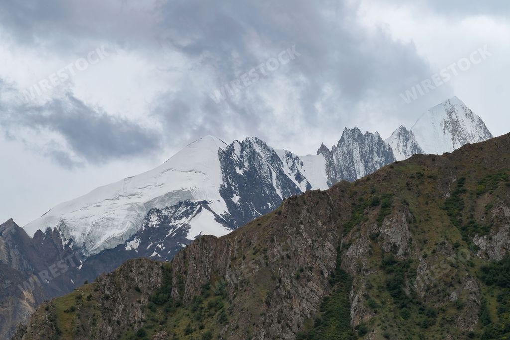 A scenic view of Barpu Glacier slope in Karakoram highway, Pakistan