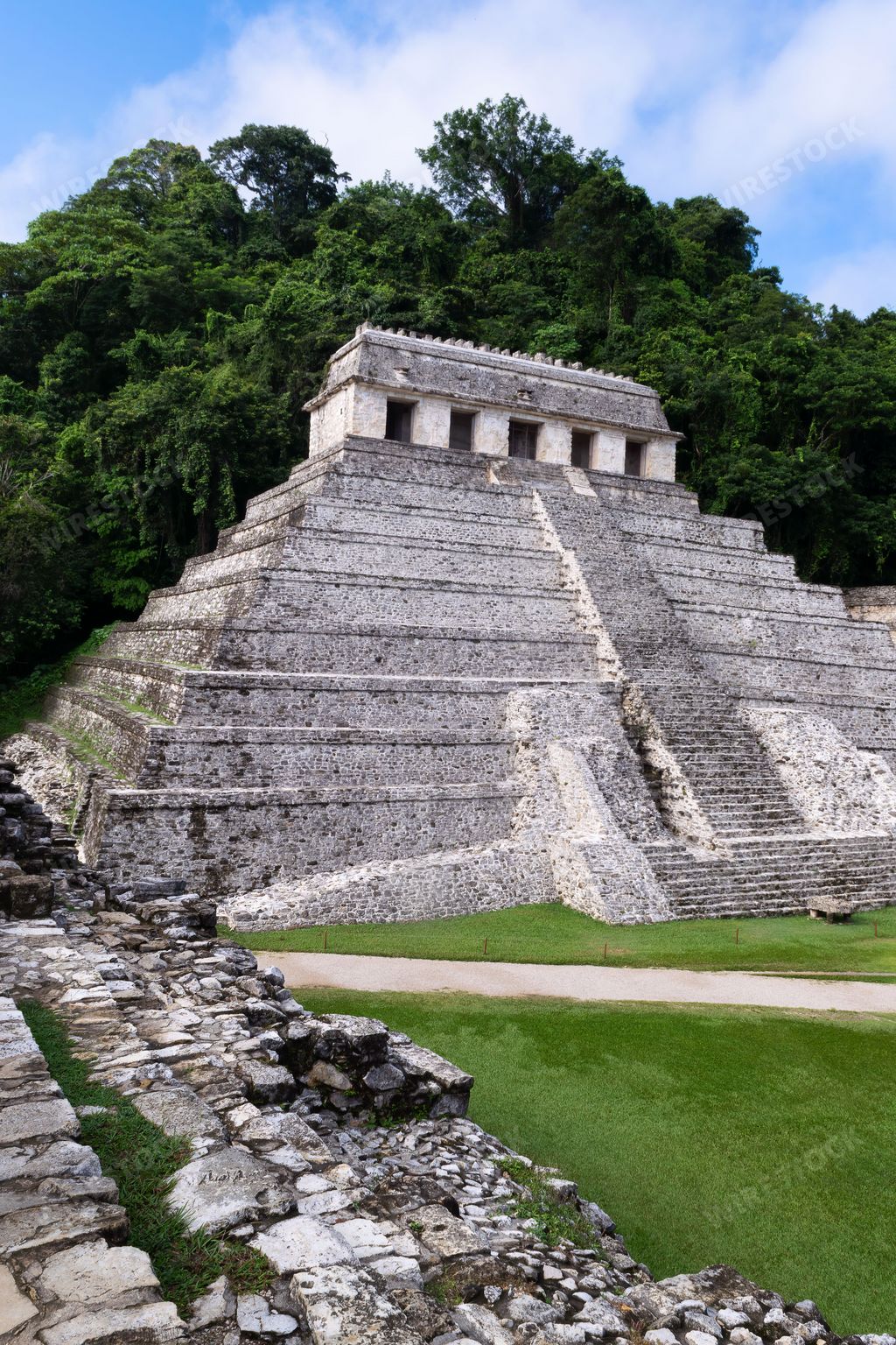 The temple of inscriptions in Palenque archaeological site in Mexico