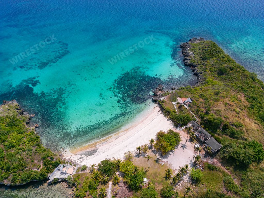 Spectacular aerial view of Bantigue Beach, Malapascua, Philippines