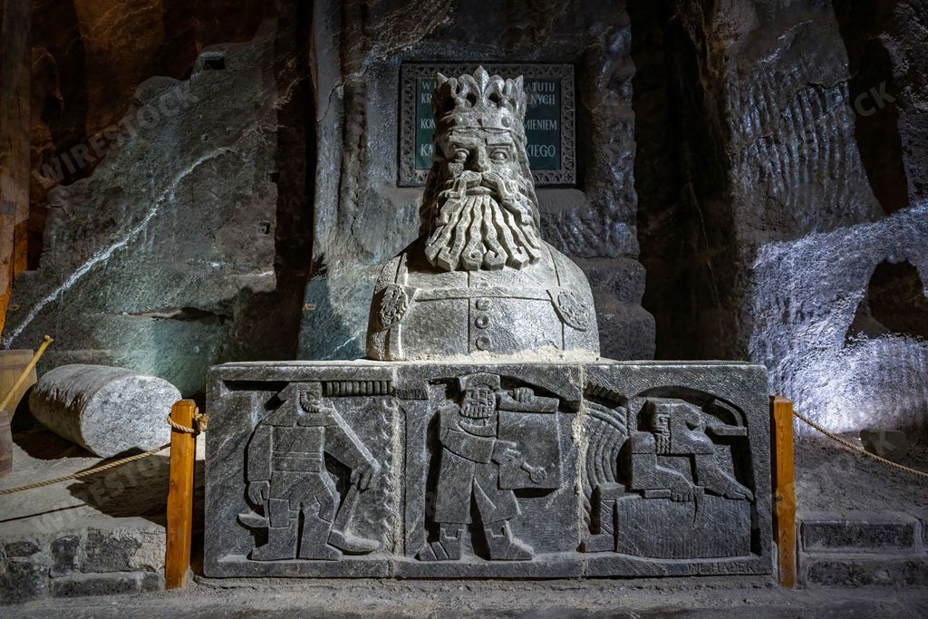The statue of Good King Wenceslas in the Wieliczka Salt Mine in Krakow