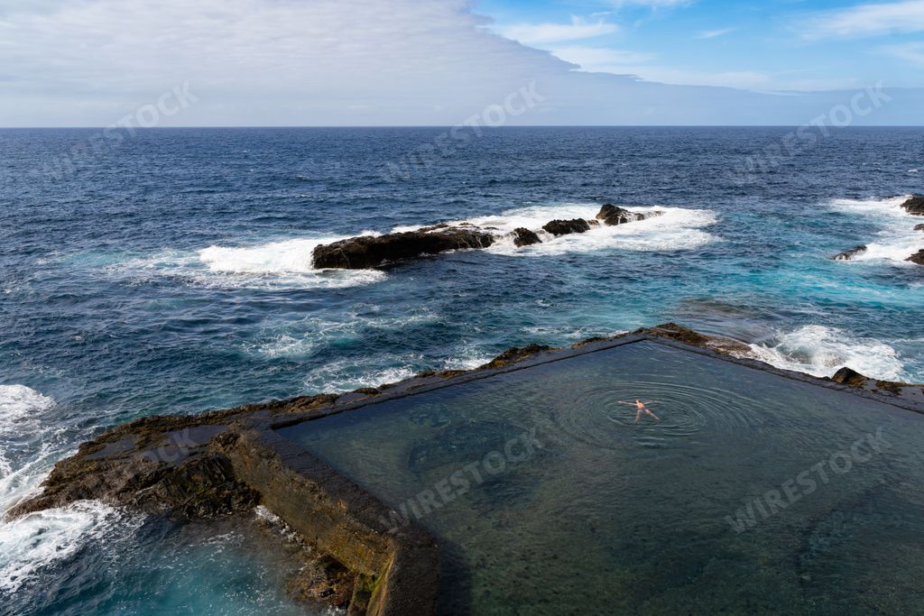 The Hermigua natural pool by the sea, La Gomera, Canary islands