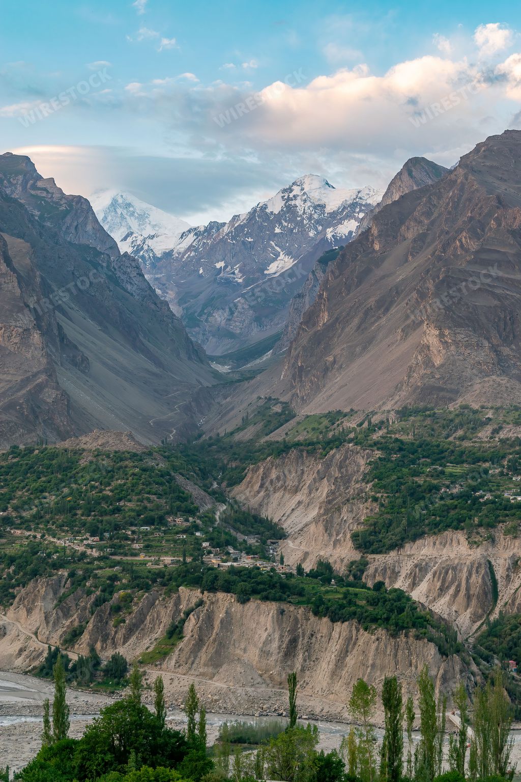 A vertical of Hunza valley, Karimabad, Karakoram highway, Pakistan