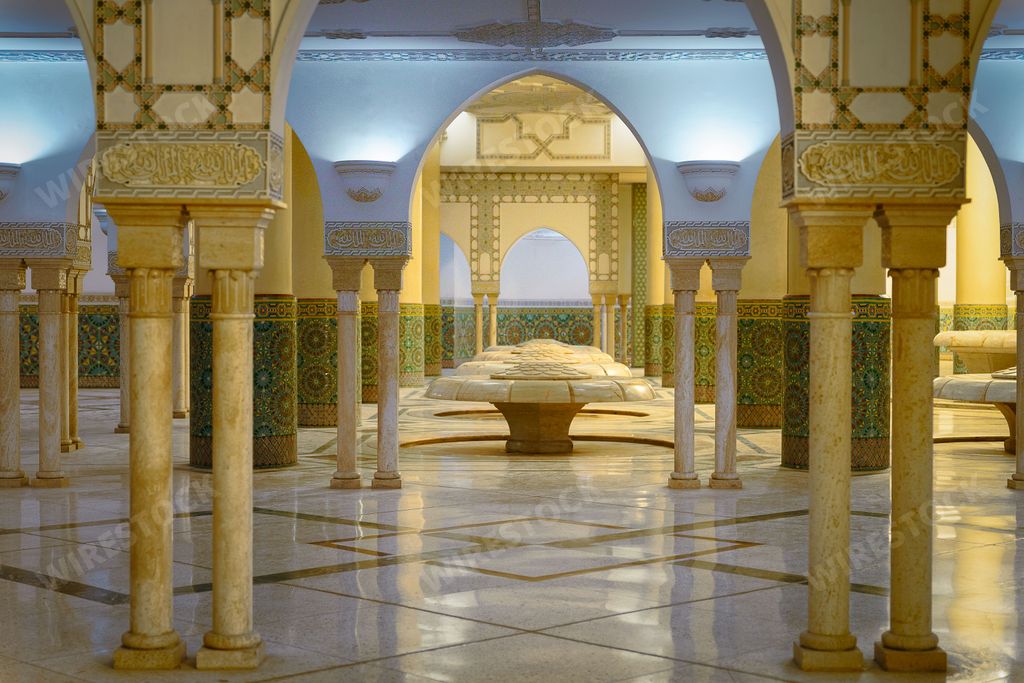 The interior of Hassan II Mosque in Casablanca, Morocco