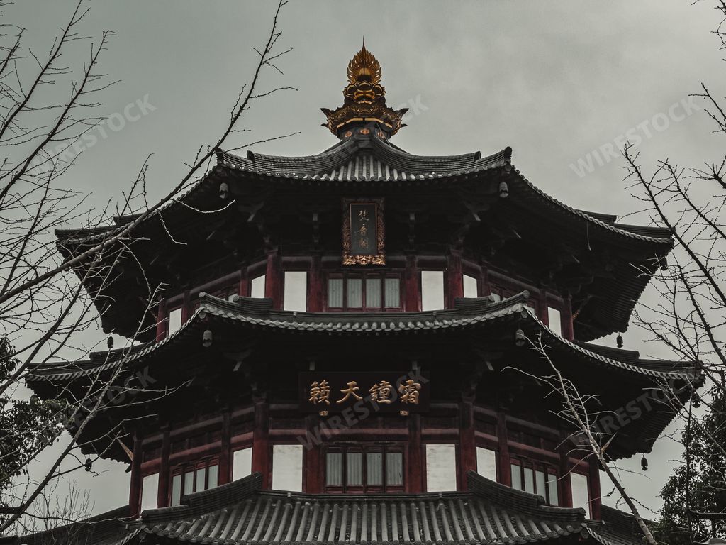 The upper part of the Hanshan Temple; a Buddhist temple and monastery in Suzhou, China
