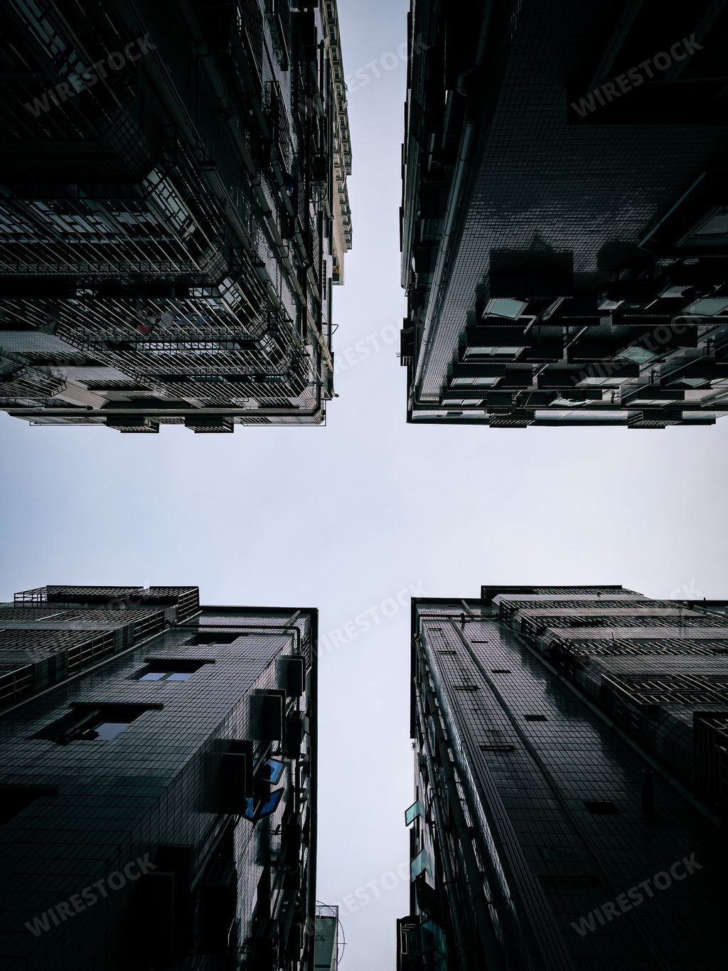 A low angle shot of high-rise residential buildings against the sky
