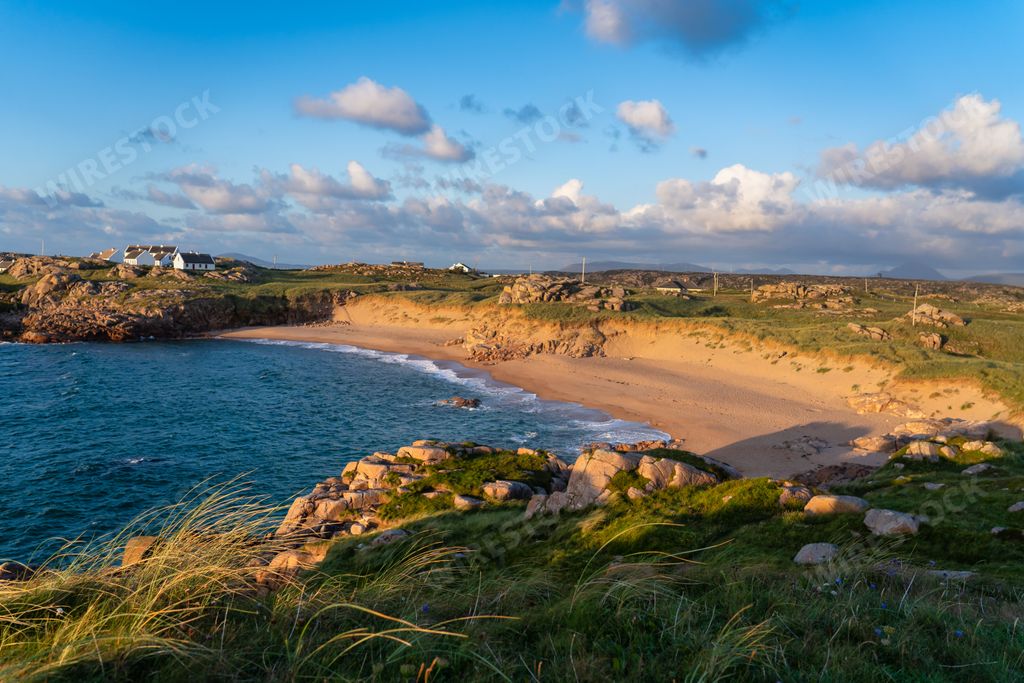 A beautiful view of the coastline on a sunny day in Donegal,  Ireland
