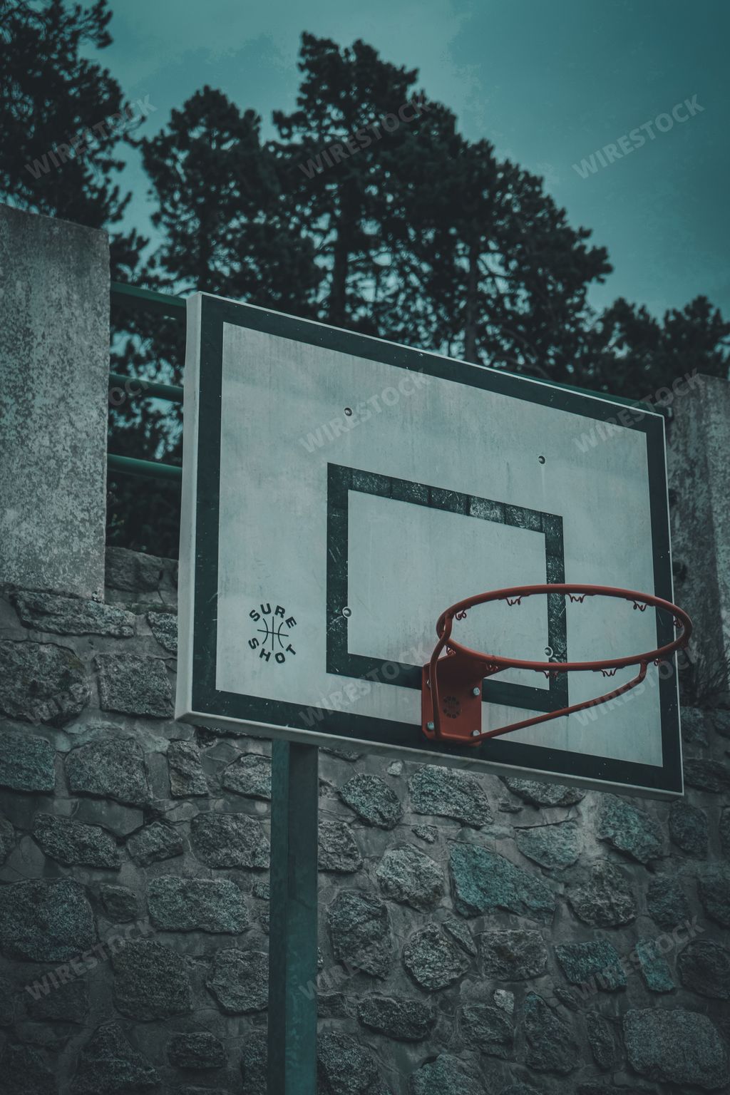 A closeup of a basketball hoop
