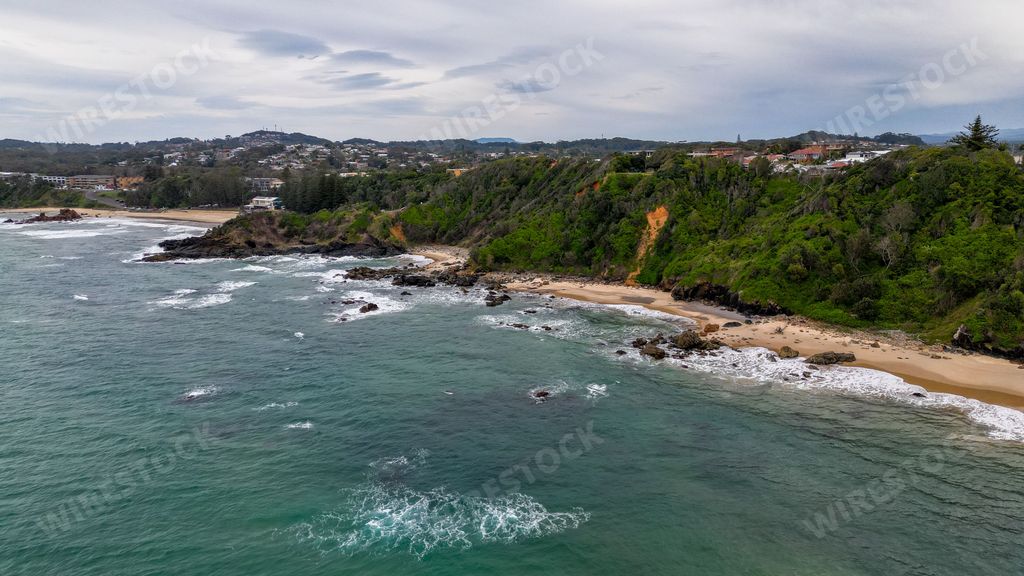 An Aerial view of Flynns Beach in Port Macquarie, Australia