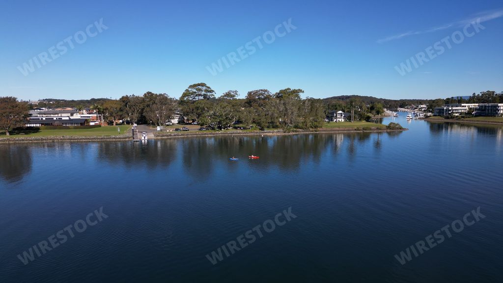 An aerial view of Hastings River, Port Macquarie, Australia