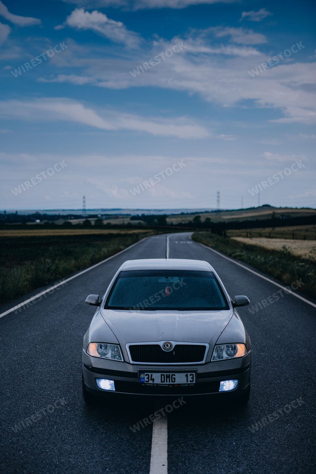 A gray Skoda Octavia on the road in Istanbul, Turkey