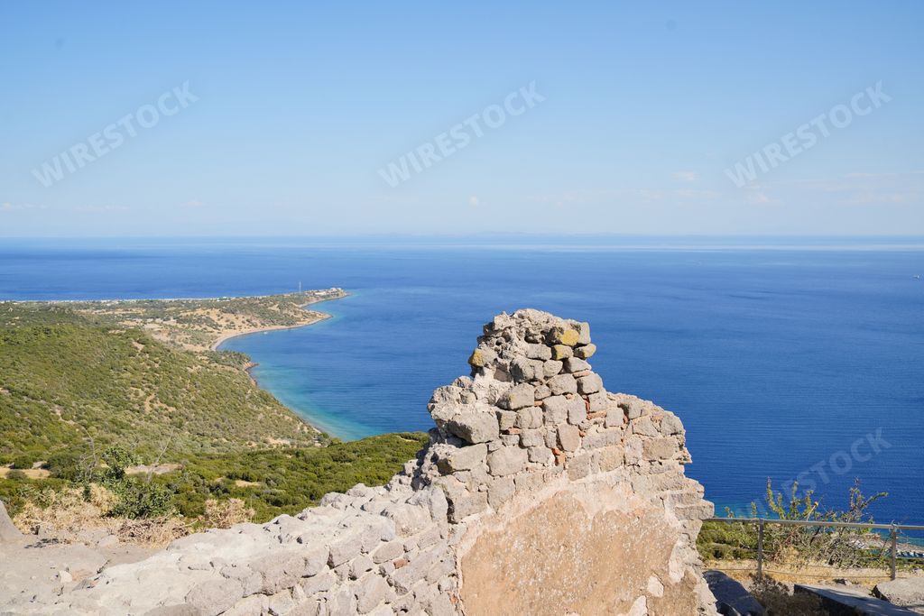 A scenic view from Behramkale in Canakkale Assos